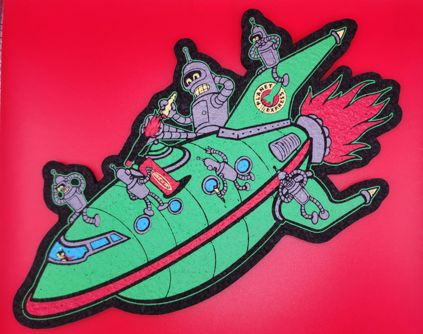 Green Bender Planet Express Ship, Moodmat by Dark Mountain Cult x Hippie Hussle, Futurama, Blazer Torch